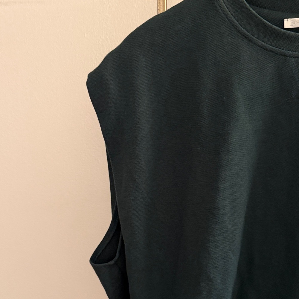 🌿 NWOT 🌿 SLEEVELESS SWEATSHIRT 🌿 ZARA 🌿 GREEN 🌿 MED 🌿 - Picture 8 of 14